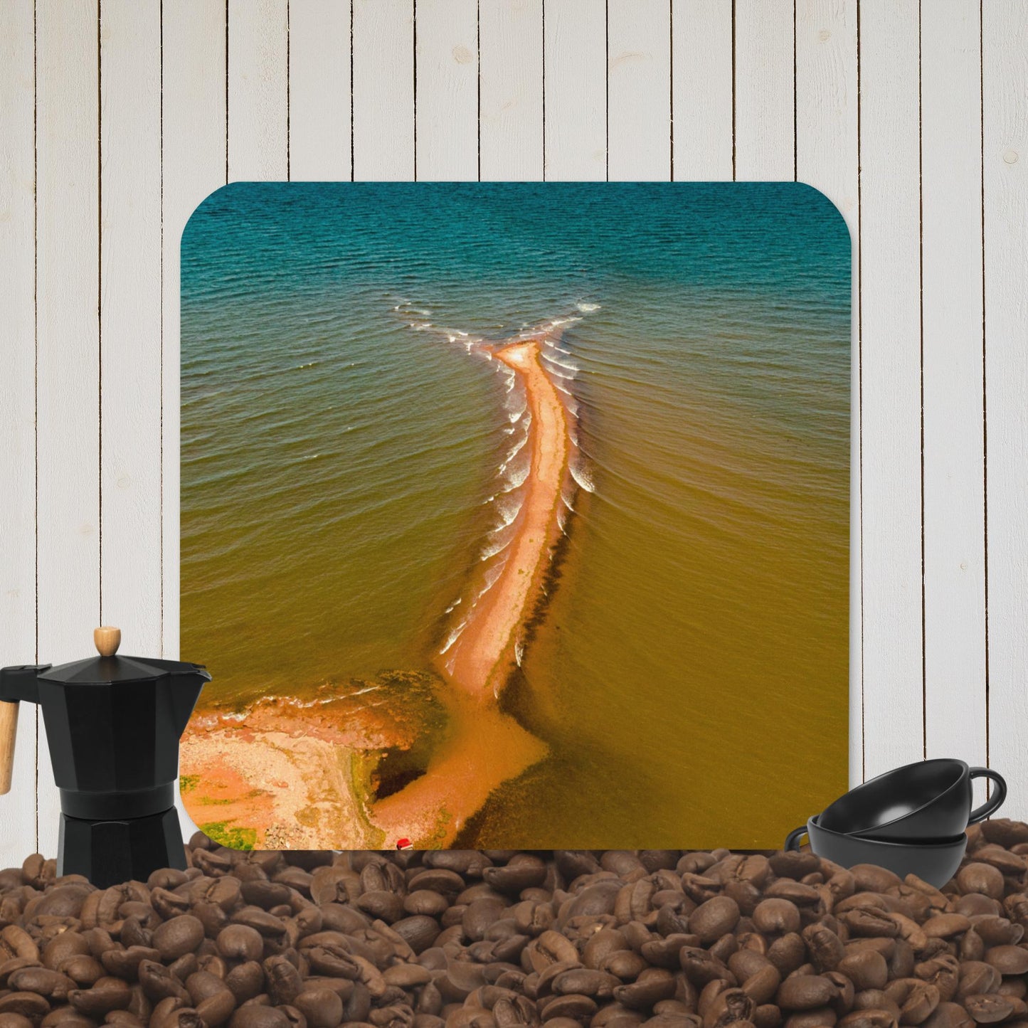 Colliding Tides Cork Coaster